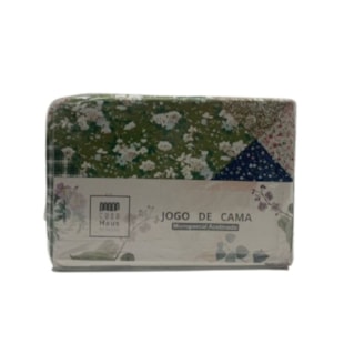 Jogo de Cama Queen  Micropercal 04 Peças Casa Haus - Patchwork Verde