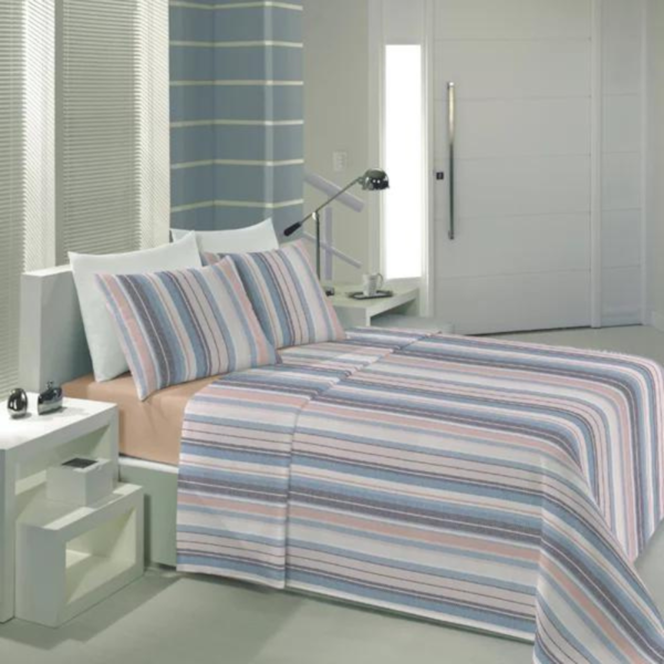 Jogo de Cama Solteiro 03 Peças Estampado Essencia 1,50m x 2,20 Lepper - Listrado Jogo de Cama Solteiro 03 Peças Estampado Essencia 1,50m x 2,20 Lepper - Listrado