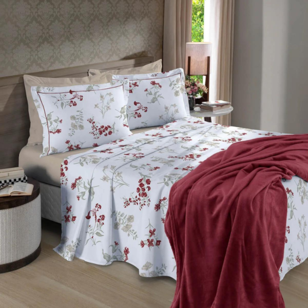 Jogo de Cama Solteiro 03 Peças Linha Reflete Estampado Bouton - Carmen/Vermelho Jogo de Cama Solteiro 03 Peças Linha Reflete Estampado Bouton - Carmen/Vermelho