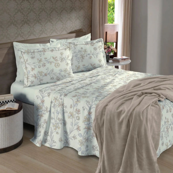 Jogo de Cama Solteiro King Reflete Percal 180 Fios 03 Peças Bouton - Trudy Bege Jogo de Cama Solteiro King Reflete Percal 180 Fios 03 Peças Bouton - Trudy Bege
