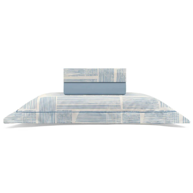 Jogo de Cama Solteiro Reflete  Roland Percal 180 Fios 03 Peças Bouton - Azul