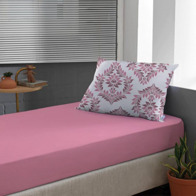 Jogo de Cama Solteiro Slim Malha 100% Algodao 02 Peças Edromania Lamour - Rosa