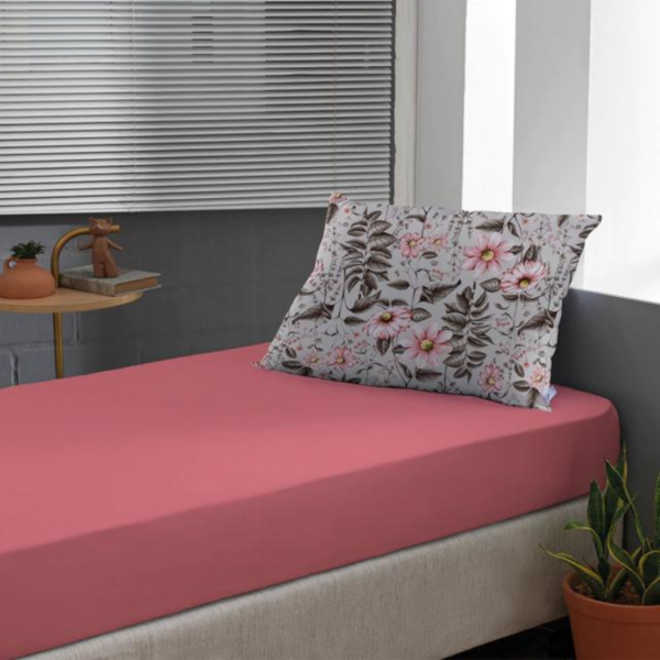 Jogo de Cama Solteiro Slim Malha 100% Algodao 02 Peças Edromania Margot - Chiclete Jogo de Cama Solteiro Slim Malha 100% Algodao 02 Peças Edromania Margot - Chiclete