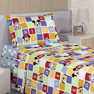 Jogo de Lençol Infantil Disney Mickey 150 Fios Santista