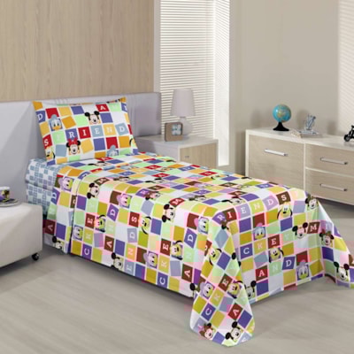 Jogo de Lençol Infantil Disney Mickey 150 Fios Santista