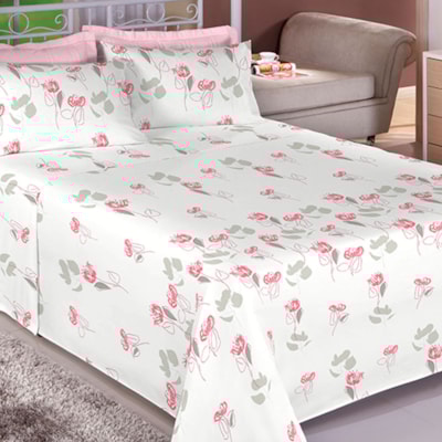 Jogo de Lençol Queen 100% Algodão Jéssica