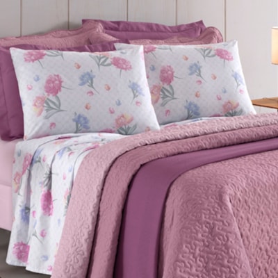 Jogo de Lençol Solteiro 150 Fios Estampado Santista Prata