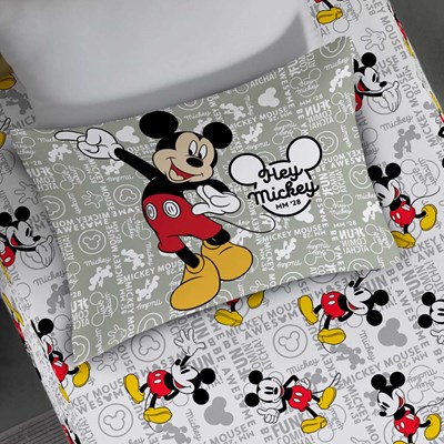Jogo de Lençol Solteiro Disney Mickey Minnie Malha Portallar