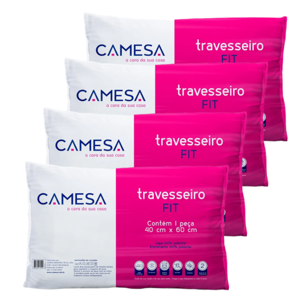Kit 04 Travesseiros Fit Antialérgico 40cm x 60cm - Camesa Kit 04 Travesseiros Fit Antialérgico 40cm x 60cm - Camesa
