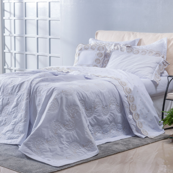 Kit Cobre Leite Queen Astral Decor 230 Fios 03 Peças Juma - Branco Kit Cobre Leite Queen Astral Decor 230 Fios 03 Peças Juma - Branco
