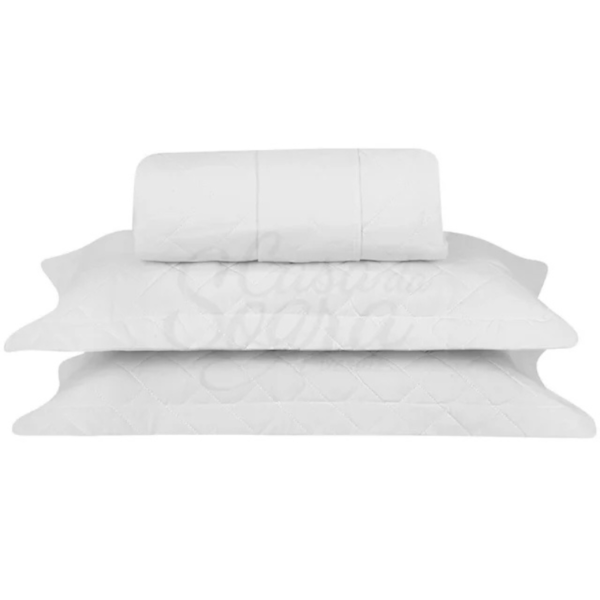 Kit Cobreleito Solteiro King Dupla Face Privilege 200 fios Andreza - Branco Kit Cobreleito Solteiro King Dupla Face Privilege 200 fios Andreza - Branco