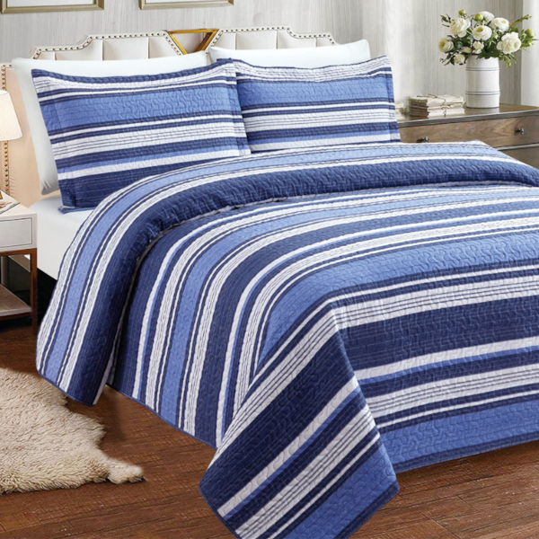 Kit Colcha King 03 peças Patchwork Estampada Realce - Peter Kit Colcha King 03 peças Patchwork Estampada Realce - Peter