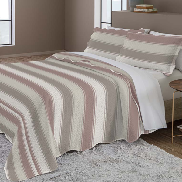 Kit Colcha King Evolution Patchwork 03 Peças Estampado Camesa - Listrado Fendi Bordo Kit Colcha King Evolution Patchwork 03 Peças Estampado Camesa - Listrado Fendi Bordo