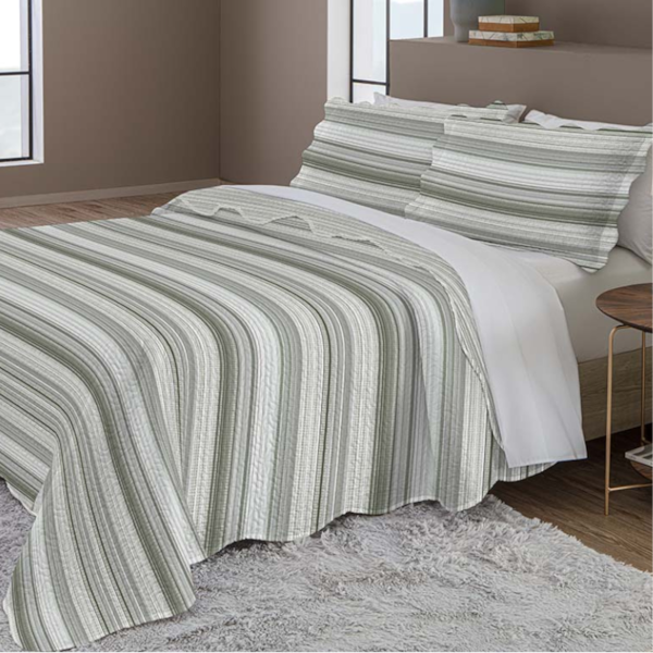 Kit Colcha King Evolution Patchwork 03 Peças Estampado Camesa - Listrado Fendi Verde Kit Colcha King Evolution Patchwork 03 Peças Estampado Camesa - Listrado Fendi Verde