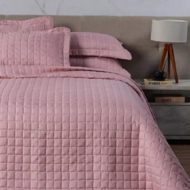 Kit Colcha Matelado Classic Chess Texhome - Coral(Confira tamanhos disponíveis)