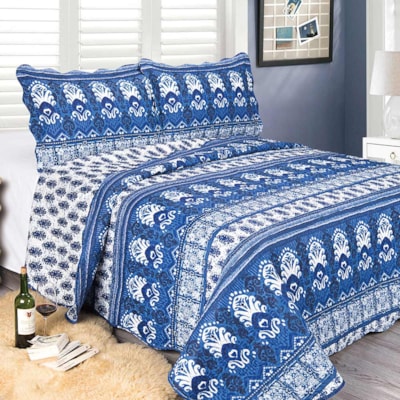 Kit Colcha Patchwork Casal 3 Peças Evoluition