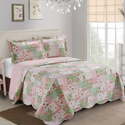 Kit Colcha Patchwork Casal 3 Peças Evoluition