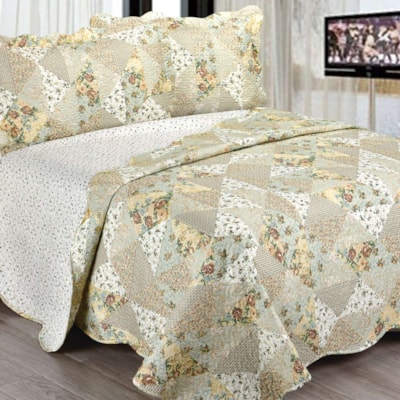 Kit Colcha Patchwork Casal 3 Peças Evoluition