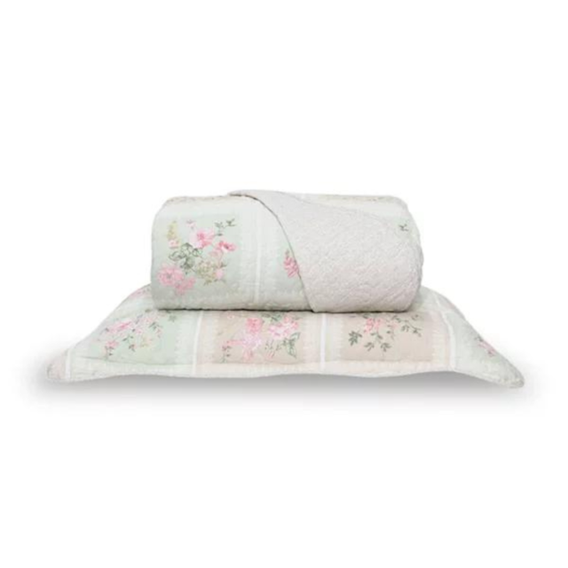 Kit Colcha Queen Boutis Matelassê 03 Peças Santista - Lais Rosa