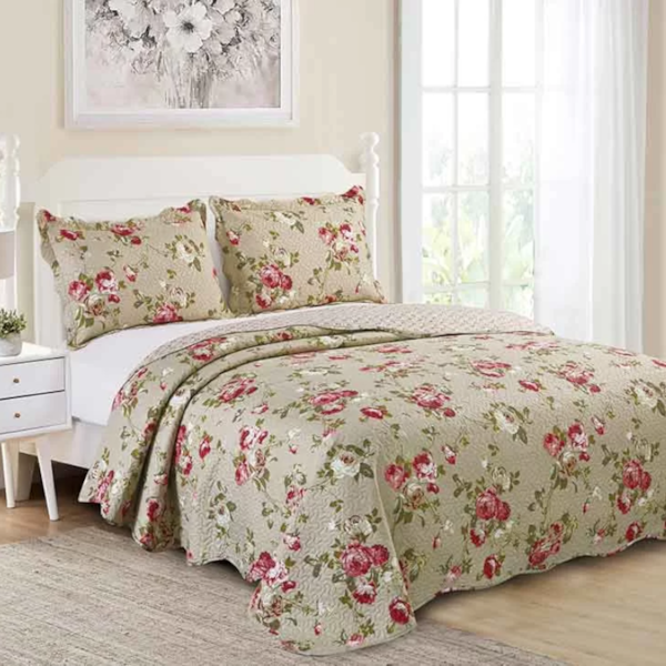 Kit Colcha Solteiro Evolution Patchwork 02 Peças Estampado Camesa - Camelia Kit Colcha Solteiro Evolution Patchwork 02 Peças Estampado Camesa - Camelia