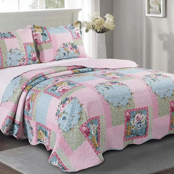 Kit Colcha Solteiro Evolution Patchwork 02 Peças Estampado Camesa - Lilium Kit Colcha Solteiro Evolution Patchwork 02 Peças Estampado Camesa - Lilium