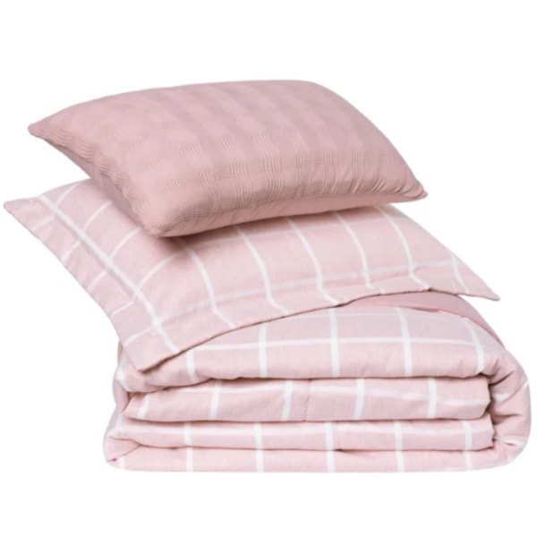 Kit Coordenado Casal 04 Peças Plume Gridde Dupla Face Chambrey Lavive - Rose Kit Coordenado Casal 04 Peças Plume Gridde Dupla Face Chambrey Lavive - Rose