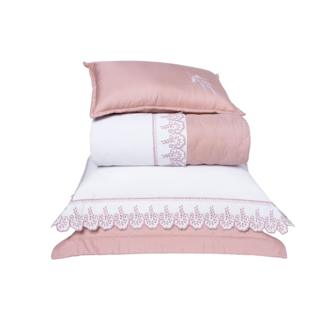 Kit Coordenado King 6 Peças Vira Doblo Reali Lavive - Rose