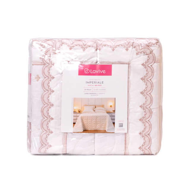 Kit Coordenado King Imperiale 180 Fios 03 Peças Palha Lavive - Rose