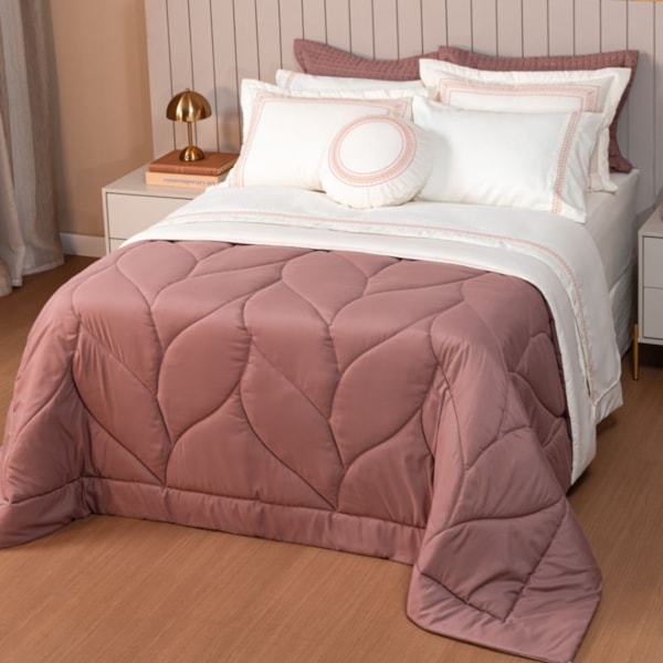 Kit Coordenado Marbella Queen 04 Peças Dupla Face Bordado Corneli Lavive - Rosa Antigo Kit Coordenado Marbella Queen 04 Peças Dupla Face Bordado Corneli Lavive - Rosa Antigo