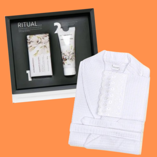 Kit Ritual de Hidratação Profunda + Roupão Cristal Renascença Branco Kit Ritual de Hidratação Profunda + Roupão Cristal Renascença Branco