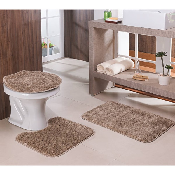 Kit Tapete de Banheiro 3 Peças Classic Charme - CAKI Kit Tapete de Banheiro 3 Peças Classic Charme - CAKI