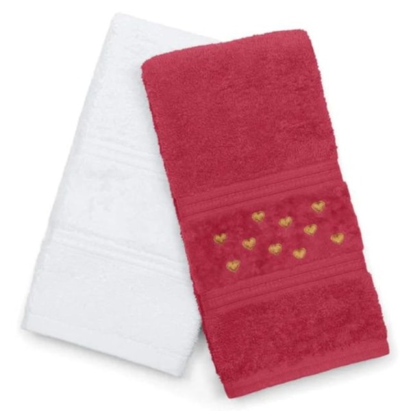 Kit Toalha de Lavabo Bouton 02 Peças c/ Bordado 30cm X 50cm - Amour Kit Toalha de Lavabo Bouton 02 Peças c/ Bordado 30cm X 50cm - Amour