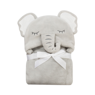 Manta c/ Capuz Bichinhos 75cm x 100cm Linha Camesa Baby - Elefante