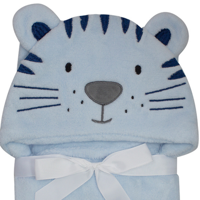 Manta c/ Capuz Bichinhos 75cm x 100cm Linha Camesa Baby - Tigre