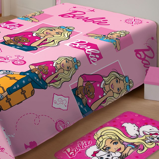 Manta Disney Soft Solteiro 1,50 x 2,00m Barbie Viagens Jolitex