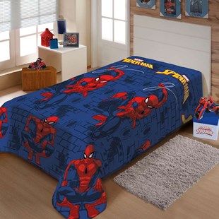 Manta Disney Soft Solteiro 1,50 x 2,00m Spider Man Teia Jolitex - AZULMARINHO