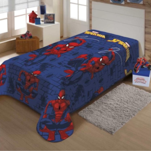 Manta Disney Soft Solteiro C/ Cinta 1,50 x 2,00m Jolitex - Spider Man Teia