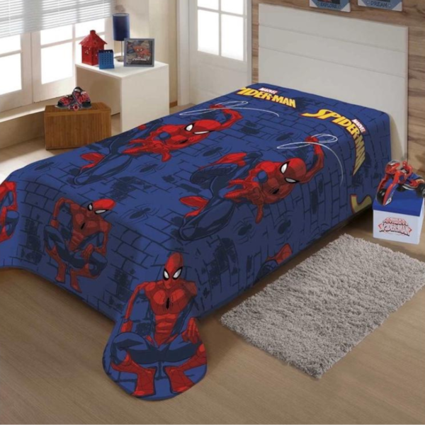 Manta Disney Soft Solteiro C/ Cinta 1,50 x 2,00m Jolitex - Spider Man Teia Manta Disney Soft Solteiro C/ Cinta 1,50 x 2,00m Jolitex - Spider Man Teia
