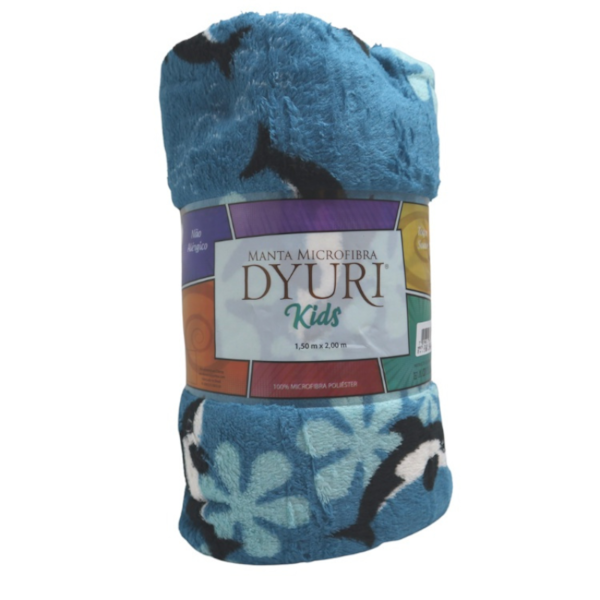 Manta Dyuri Kids Microfibra 1,50m x 2m c/ Cinta Jolitex - Baleias/Azul Manta Dyuri Kids Microfibra 1,50m x 2m c/ Cinta Jolitex - Baleias/Azul