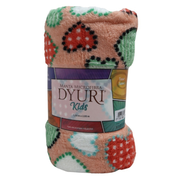 Manta Dyuri Kids Microfibra 1,50m x 2m c/ Cinta Jolitex - Corações/Salmão Manta Dyuri Kids Microfibra 1,50m x 2m c/ Cinta Jolitex - Corações/Salmão