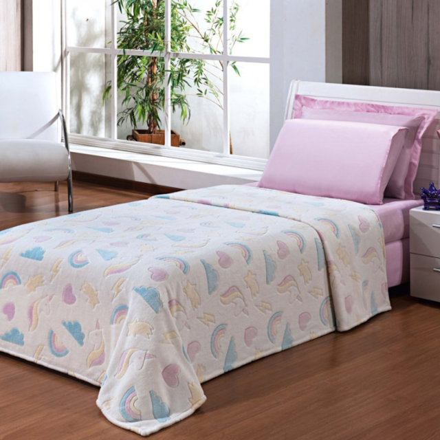 Manta Flannel Andreza Shine Infantil -  Rainbow Rose