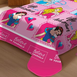 Manta Jolitex Soft Solteiro 1,50 x 2,00m Amigas Princesas - ROSA