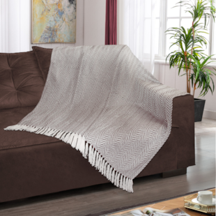 Manta P/ Sofá Com Franja 1,45m x 1,45m Gouvea - Amarelo
