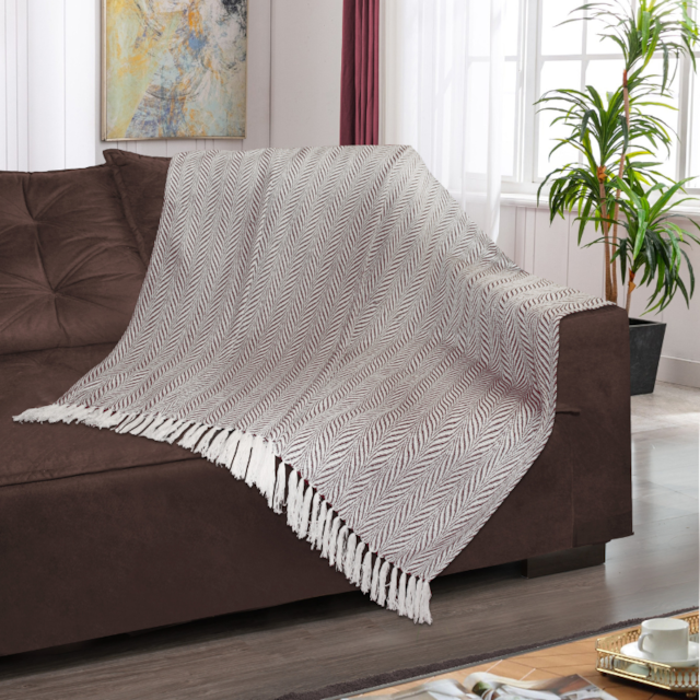 Manta P/ Sofá Com Franja 1,45m x 1,45m Gouvea - Amarelo