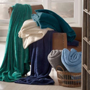 Manta Queen Fleece Microfibra Lisa Andreza - Bege