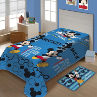 Manta Soft Solteiro 1,50 x 2,00m Jolitex - Mickey Mouse