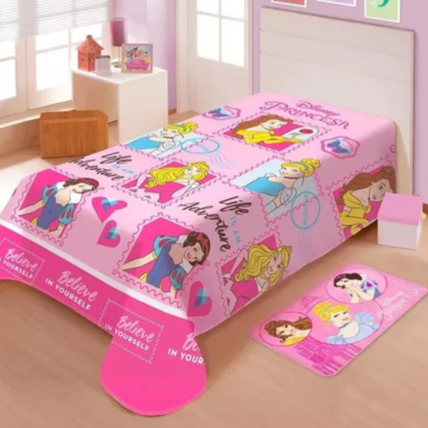 Manta Solteiro Fun 1,50m x 2,00 Jolitex - Amigas Princesas Manta Solteiro Fun 1,50m x 2,00 Jolitex - Amigas Princesas
