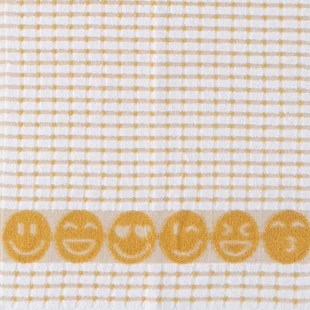 Pano de Copa Gourmet 100% Algodão Estampado Teka - Emoji Amarelo
