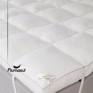 Pillow Top Solteiro Toque de Plumas Fibra Siliconada Percal 250 Fios - PlumaSul