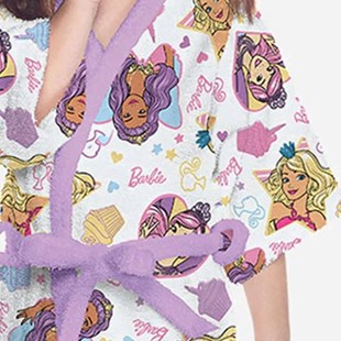 Roupão Felpudo Infantil Quimono Estampado Lepper - Barbie Reinos Mágicos (Confira tamanhos disponível)